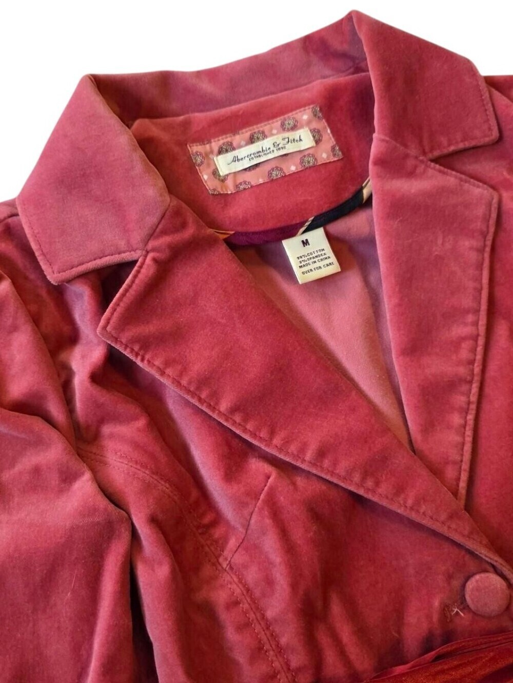 Abercrombie Vintage Strawberry Pink Babydoll Jacket With Satin Tie - Picture 5 of 7